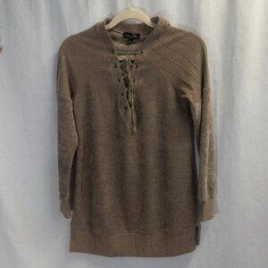 Suzanne Betro Size Small Caramel Colored Lace Up Sweater